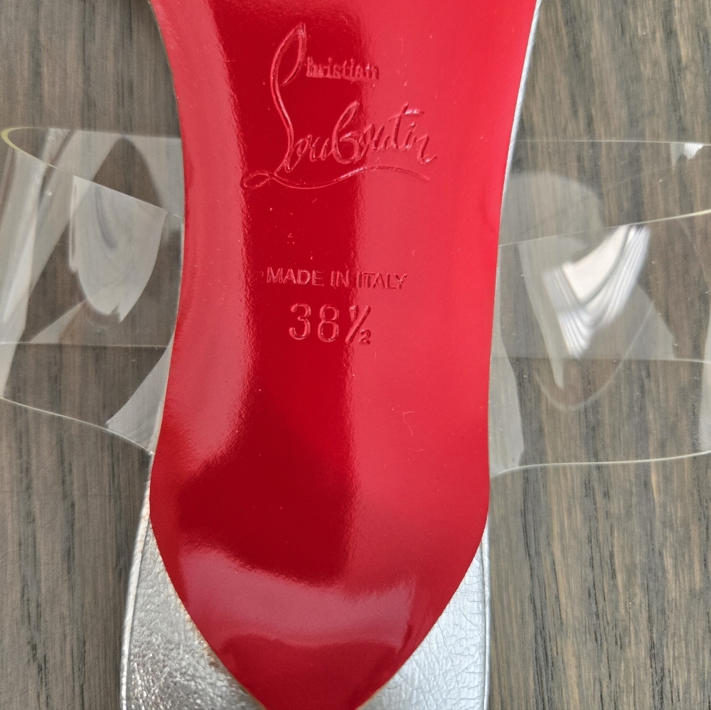 $845 Christian Louboutin Just Nothing 55mm Sandal Silver EU 39/38.5 US 9/8.5 NWT - Picture 12 of 12